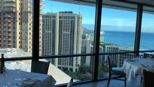 Top of the Ilikai Pesca restaurant, fresh seafood display