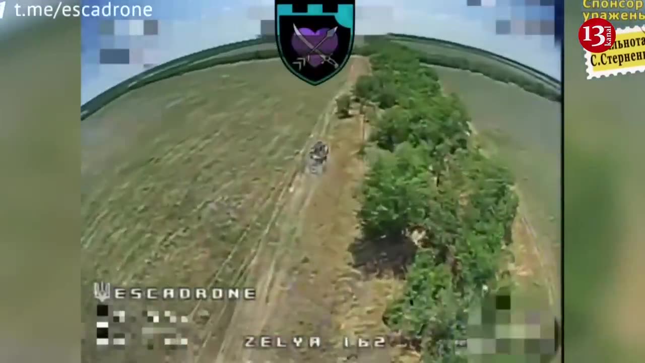 The armored vehicle of the Russians, which was going to battle, collided with a drone on the way