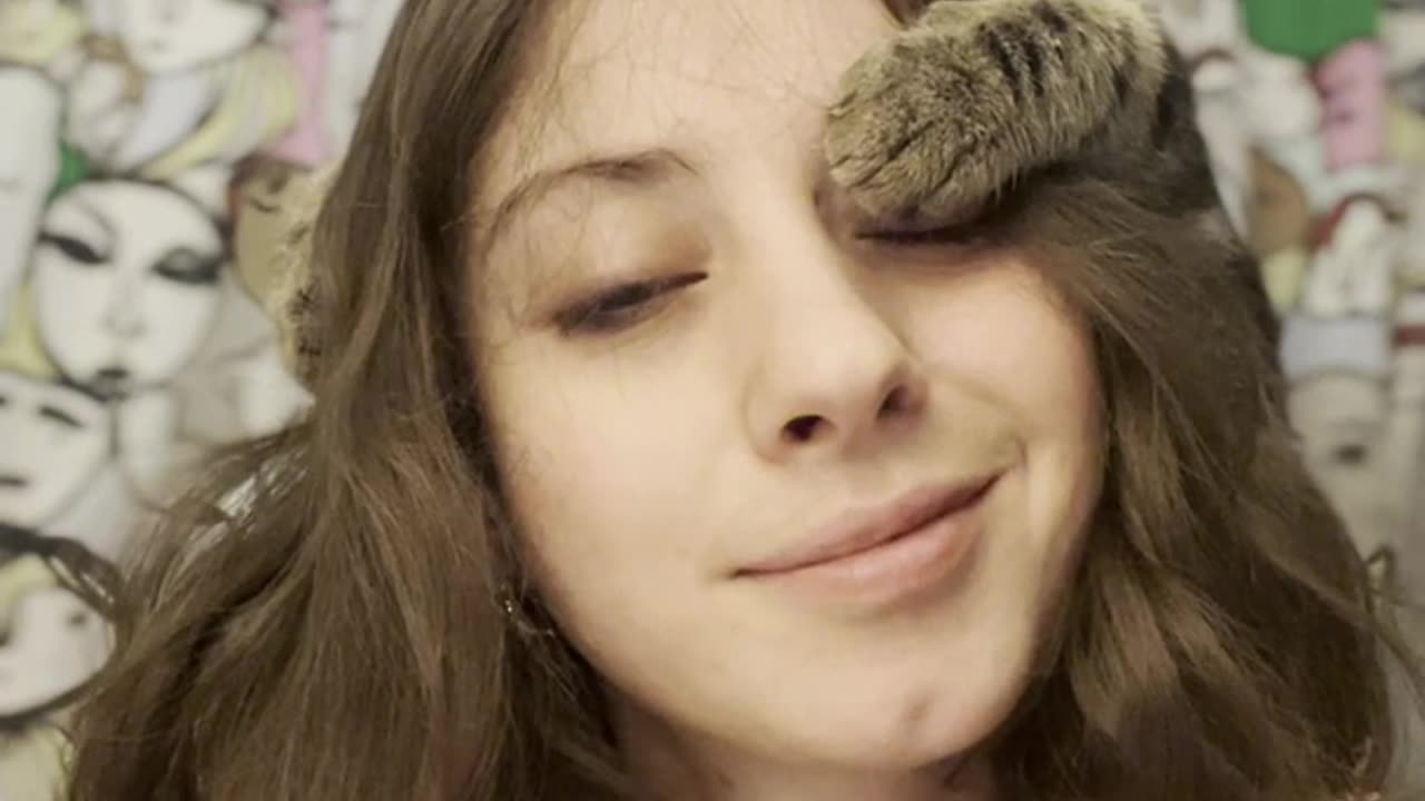 Cat Climbs and Sleeps on Owner's Head