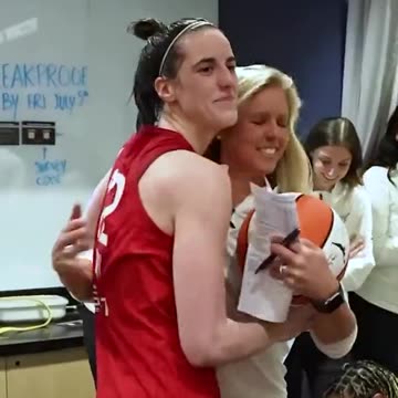 Caitlin Clark is SOAKED by teammates after record-breaking night