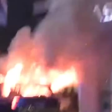 Police car on fire. Antifa vermin smash police cars and store windows in Atlanta Georgia tonight.