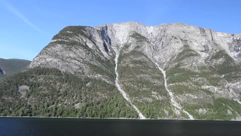 Norway water courses on a mountain above Sognefjord c