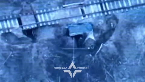 Russians Digging into a Railroad Berm for Some Reason