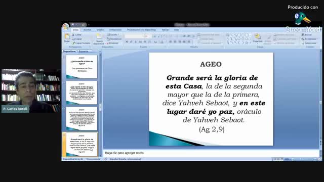 Charla Bíblica, los libros de la Biblia: AGEO - Padre Carlos Rosell. (27/08/21)