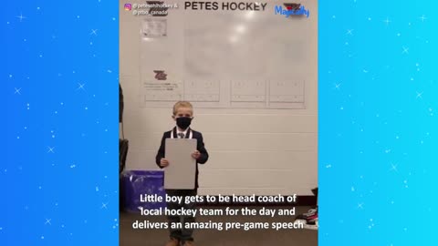 Little boy delivers motivational pre-game speech to his favorite hockey team the Peterborough Petes