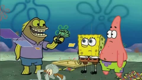 Squidward Is Playing With Tiles While SpongeBob And Patrick Melt Away