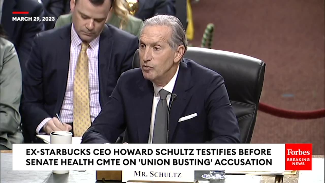 JUST IN- Ex-Starbucks CEO Howard Schultz Faces Questions On 'Union Busting' In Tense Senate Hearing