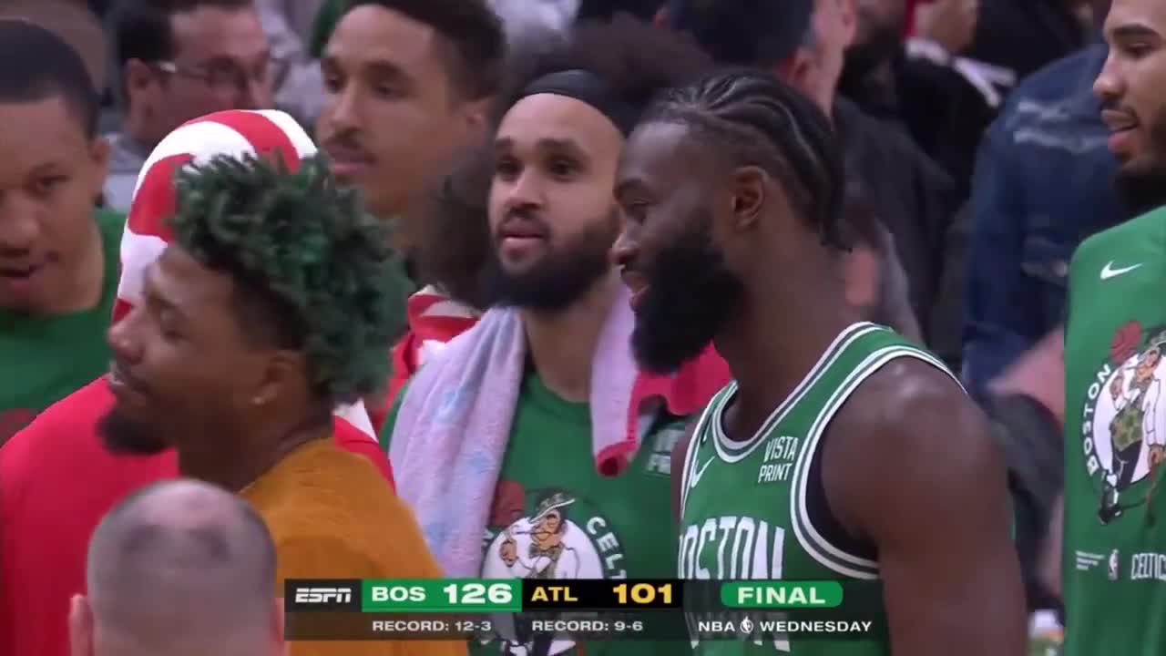 Trae Young and Jayson Tatum have a laugh after Boston vs Hawks game🤣