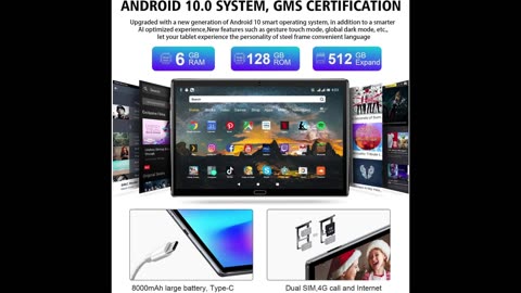 Tablet 11 pollici 2560x1600 2K FHD, 6 GB RAM + 128 GB ROM 512 GB