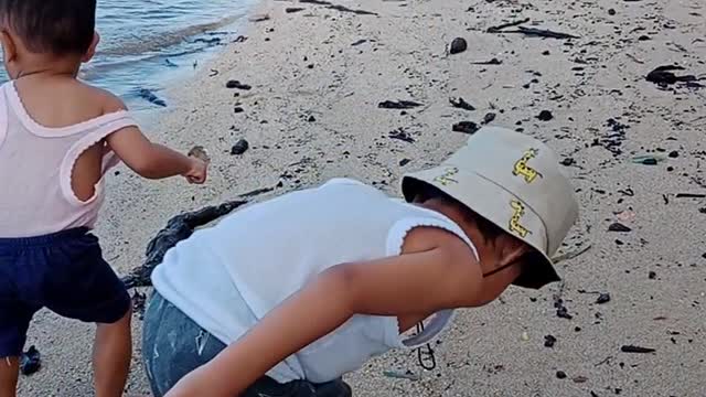 Kids fun playing the beach