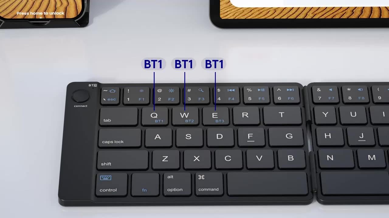 Foldable Bluetooth Keyboard - Portable Wireless Full Size Keyboard