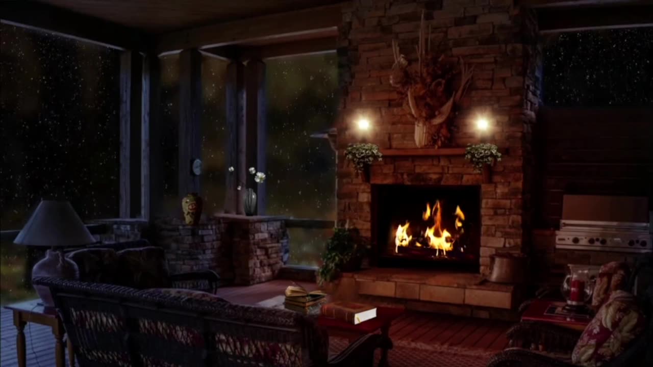 Cozy Crackling Fireplace Ambience