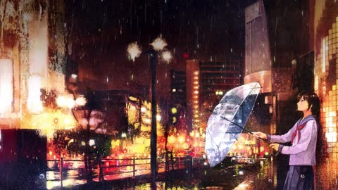 Relaxing Anime Music + Raining Sound