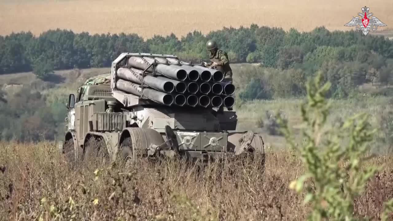 Uragan multiple rocket launchers from the CMD continue the deNAZIfication