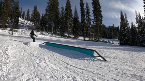 Grinding A Snowboard Rail Went Disastrous When A Girl Runs Over Her Friend