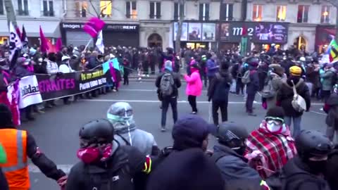 Tear gas fired at French pension reform protest