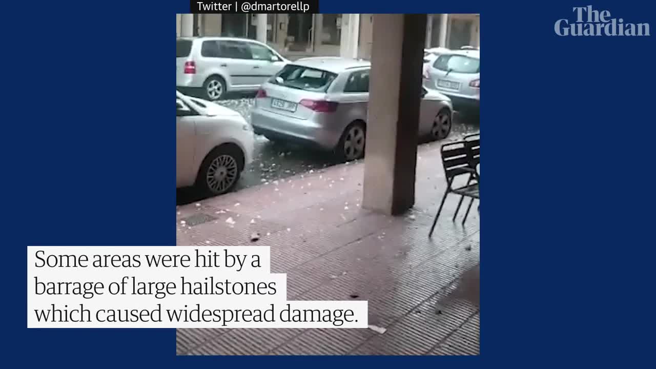 North-eastern Spain hit by barrage of large hailstones