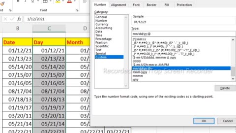 Microsoft Excel separate days month and year