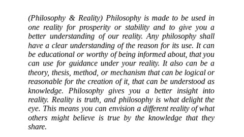 Philosophy & Reality