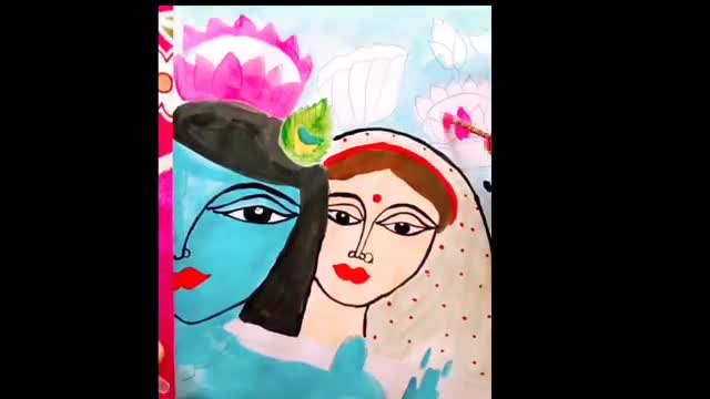 Easy radhakrishna drawing for beginners| Lord shree radhakrishna drawing| painting🎨