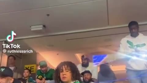 "We know you was at them Diddy parties!" Fan yells at Lebron at Rams/Eagles game