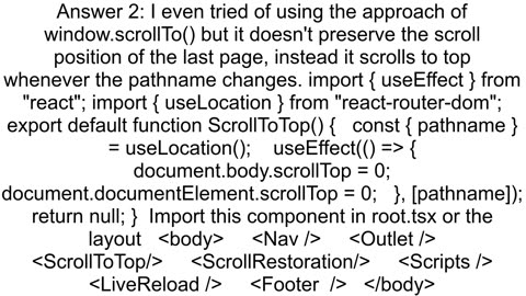 How to keep the scroll at top when the routing happens in remix