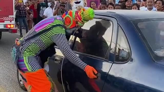 A street clown's performance