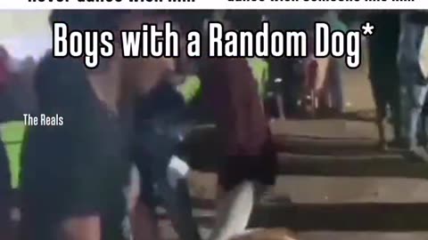 Boys with a random dog😂