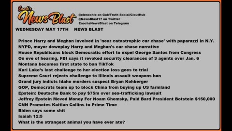 Wednesday, May 17, 2023 News Blast. #Enoch #NewsBlastReading #NBR