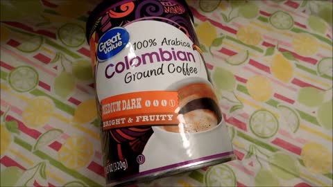 Great Value Arabica Coffee,Walmart, Great Value 100% Arabica Colombian Medium Dark Ground Coffee