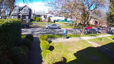 Man dressed as woman leaving after trespassing to inspect my home.