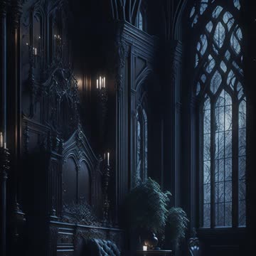 Dark Gothic Interior | Black Interior | Victorian Gothic | Digital Art | AI Art #gothicinterior