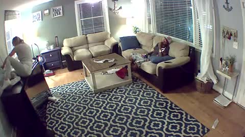 Backwards Fall Knocks Down Television