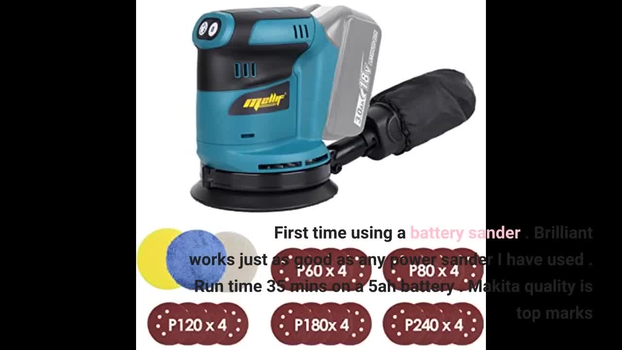 Makita DBO180Z Akku-Exzenterschleifer 18 V (ohne Akku, ohne Ladegerät), Blau, Silber, 125 mm