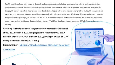 Pay TV Market Size to Reach USD 191.8 Billion by 2032 | Straits Research