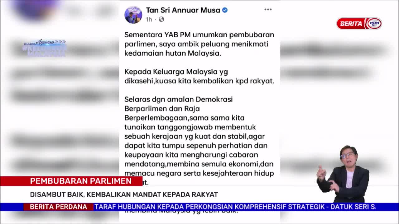 10 OKT 2022 BERITA PERDANA - PEMBUBARAN PARLIMEN DISAMBUT BAIK, KEMBALIKAN MANDAT KEPADA RAKYAT