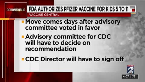 FDA Authorizes Pfizer COVID-19 Vaccine For Kids 5 To 11