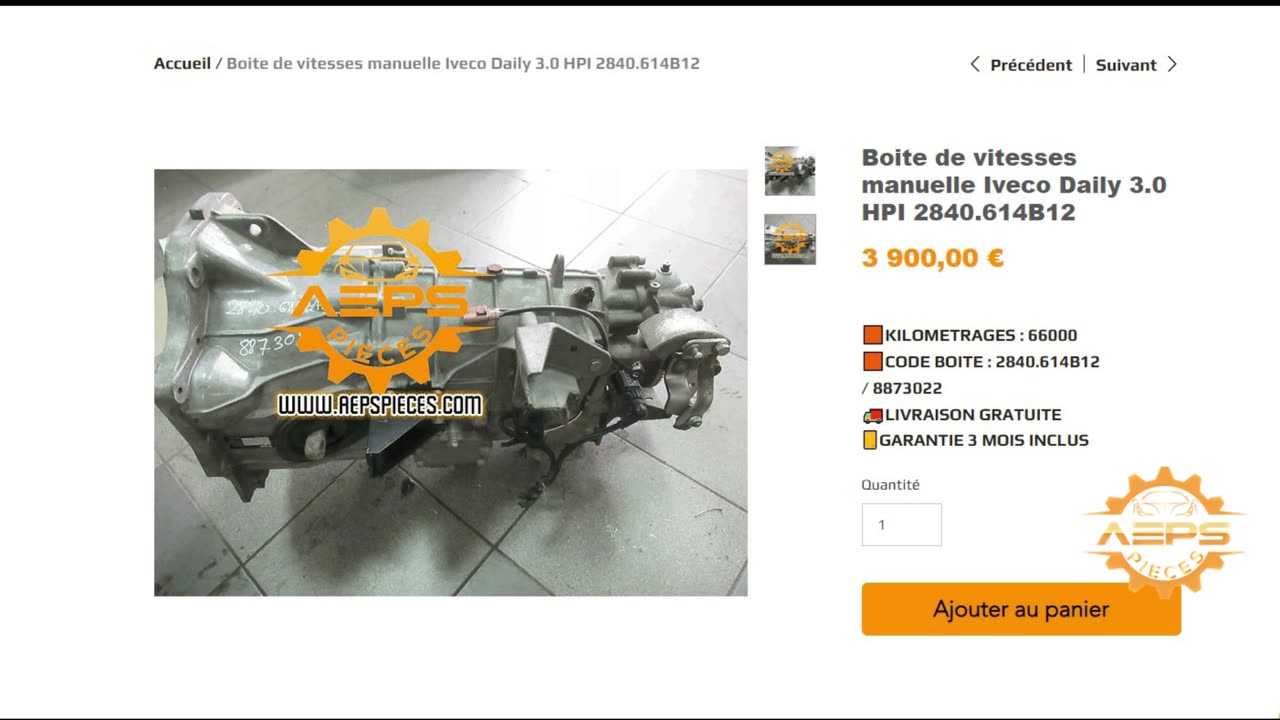 AEPSPIECES.COM - Boite de vitesses manuelle Iveco Daily 3.0 HPI 2840.614B12