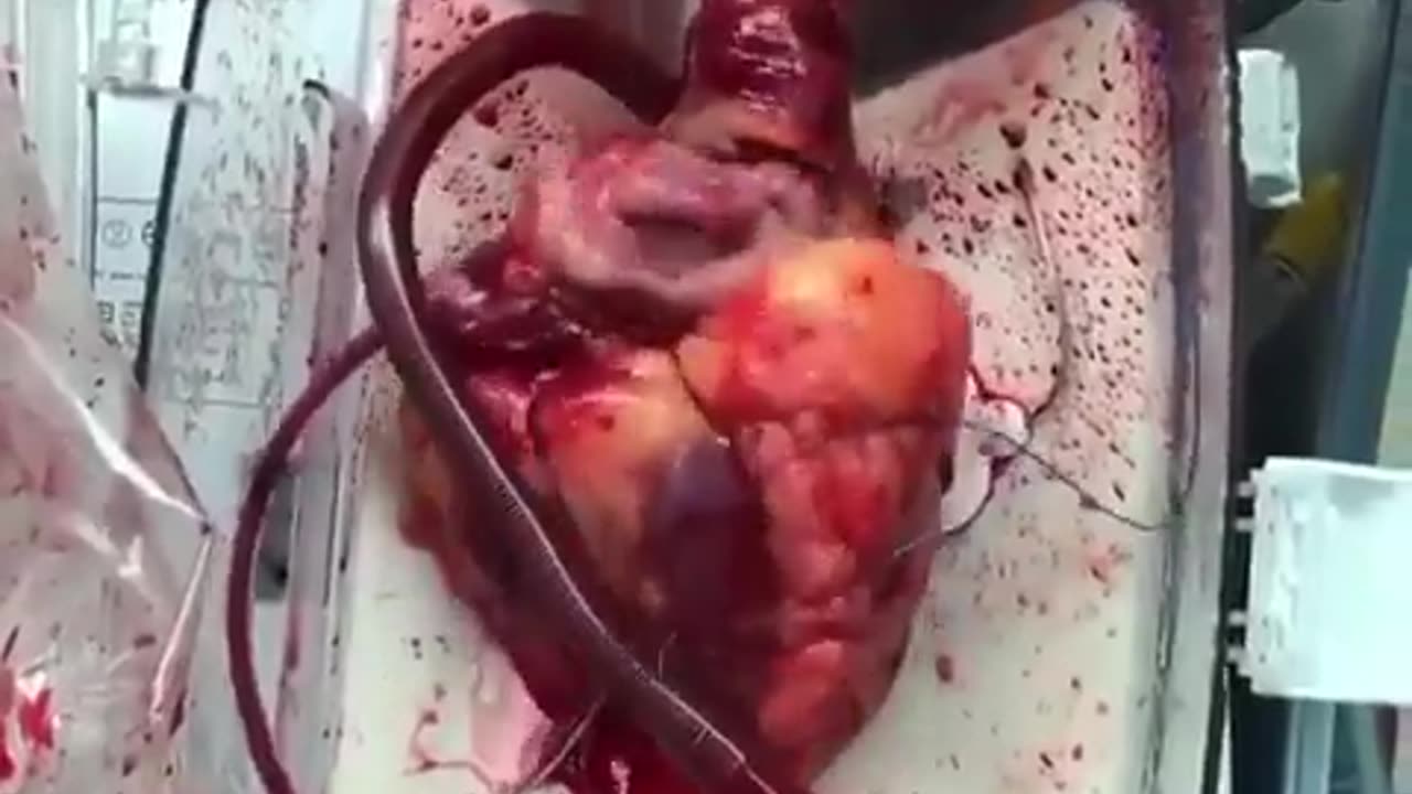 Footage of a beating heart just before a transplant