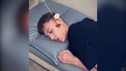 Funny Sleeping in bedroom
