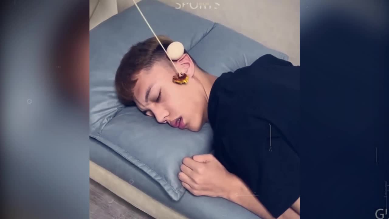 Funny Sleeping in bedroom