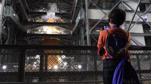 NASA Leaders Surprise Students With First Look at Artemis Rocket and Orion Spacecraft