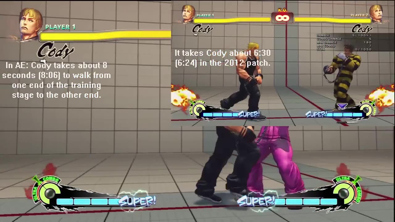 [0077] Super Street Fighter 4: AE (2012) - Cody forward walk speed comparison. *HD*