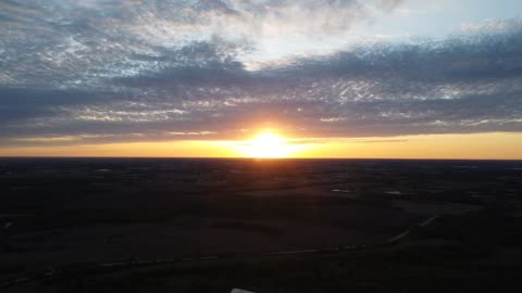 Drone fall at sunset