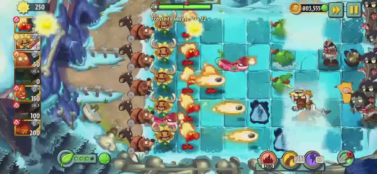 Plants vs Zombies 2 Frostbite Caves - Day 22