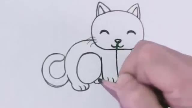 Very Easy! How to turn Words Cat Into a Cartoon Cat. (Wordtoons) learning step by step for KIDS