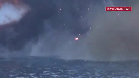 The moment of destruction of one of the boats Mikola-3.2 from the Ivan Khurs ship