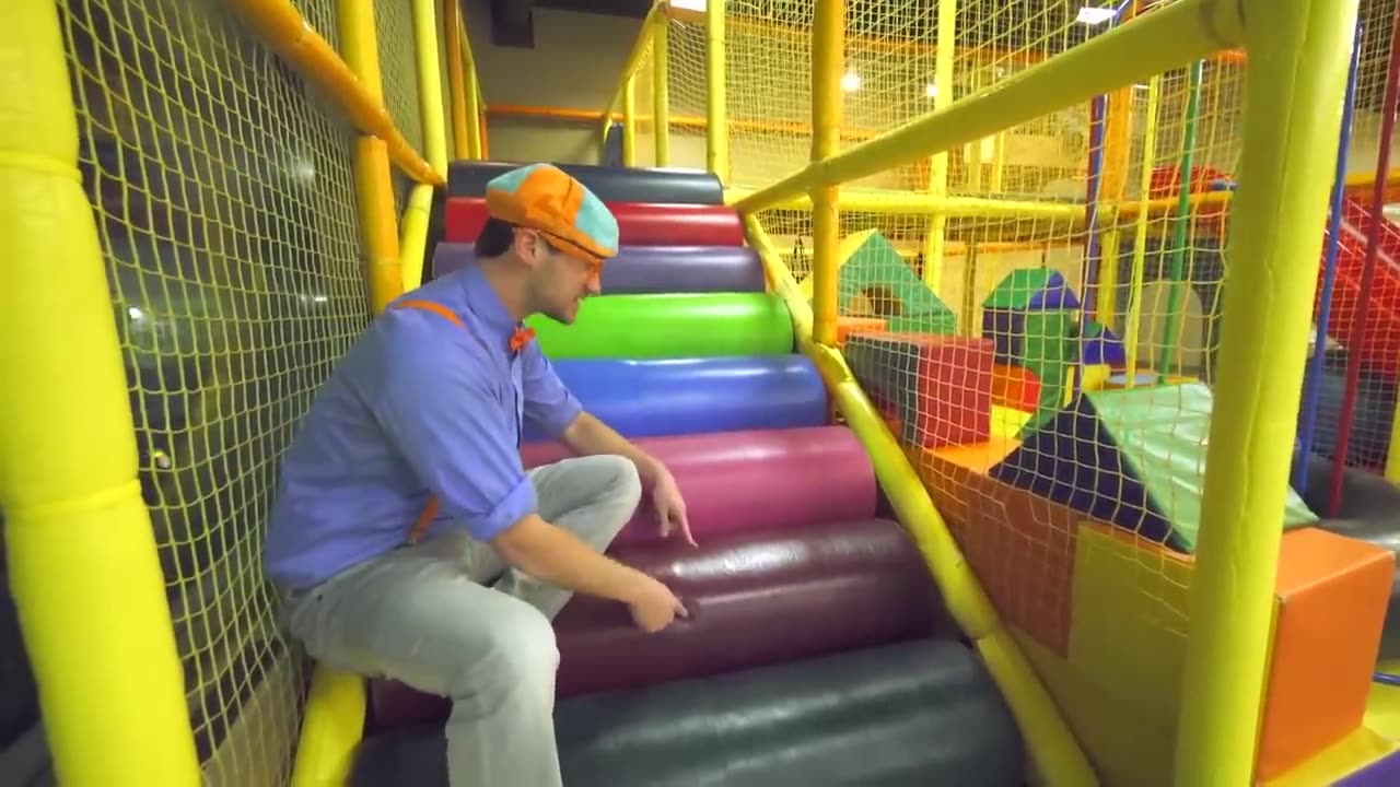 Blippi Visits an Indoor Playground | Kids Fun & Educational Cartoons | Moonbug Play and Learn