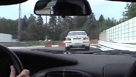 Sabine on the Nürburgring followed by a Porsche 996 GT3