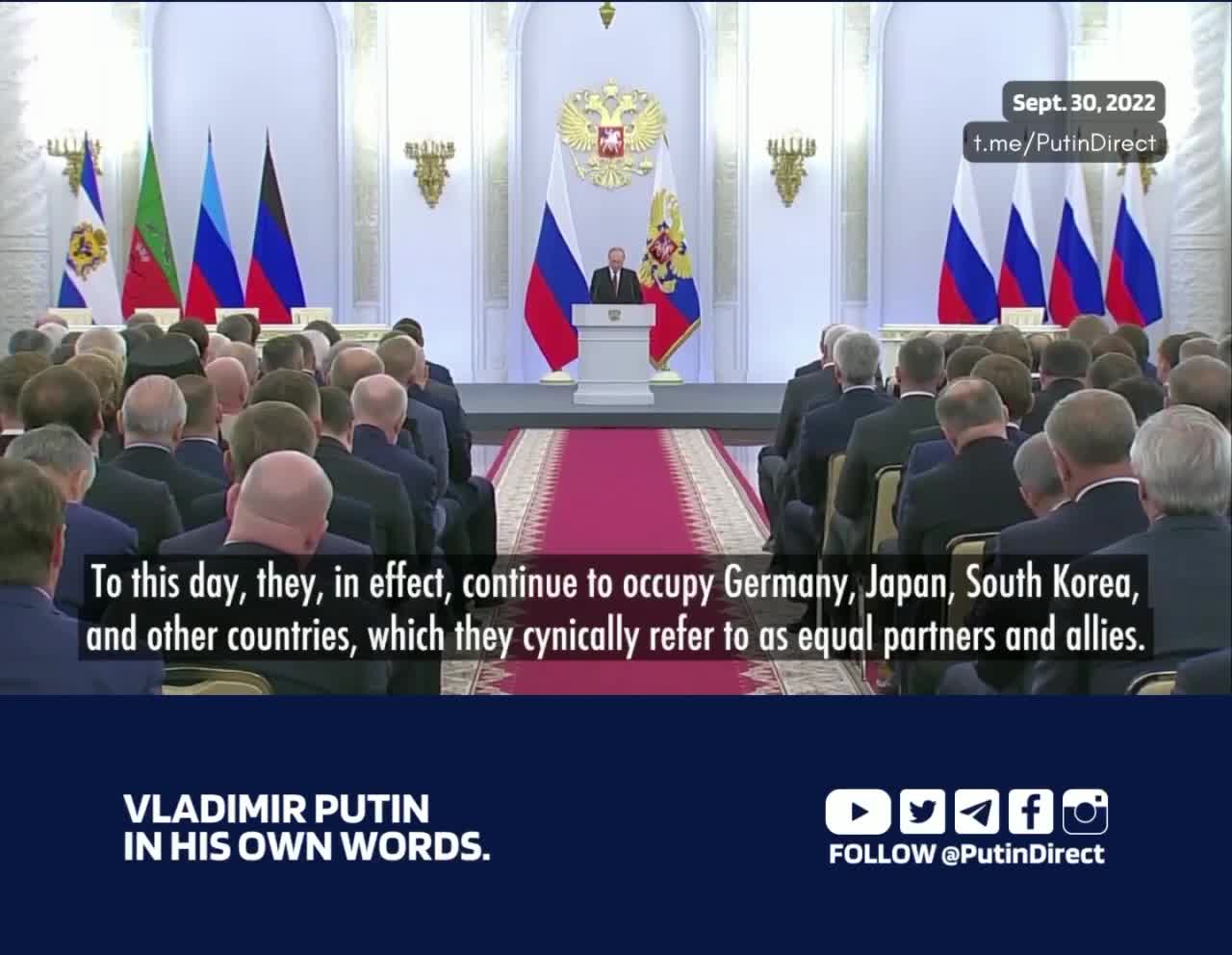 Putin: Germany, Japan, South Korea, and others are, in effect, under U.S. occupation